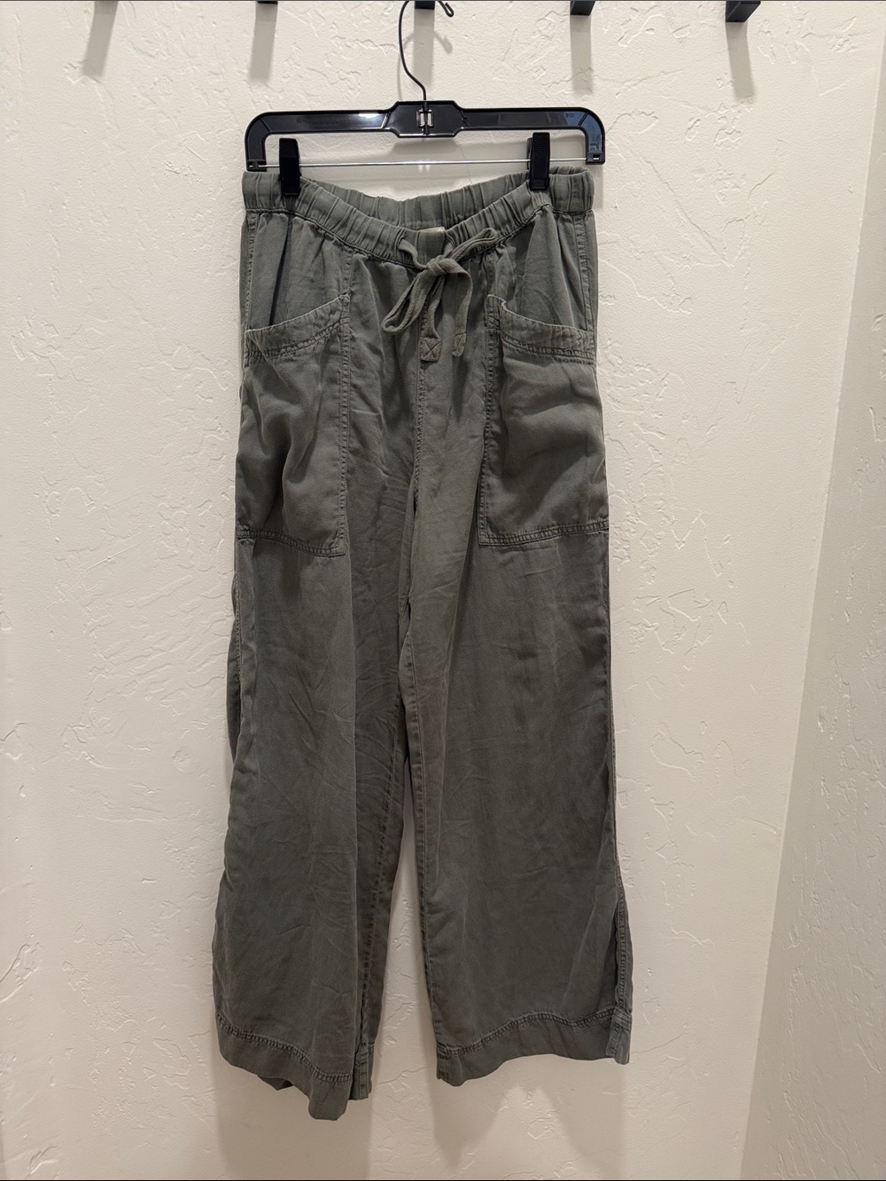 Faherty Olive Pull-On Drawstring Wide-Leg Utility Pants Size Medium